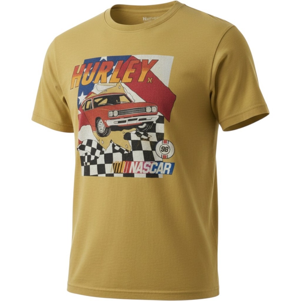 Hurley x NASCAR Mens Everyday Tee Mustard Yellow Graphic T-Shirt Large